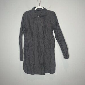 Eileen Fisher Gray Lightweight Pea Trench Coat Jacket Size Medium